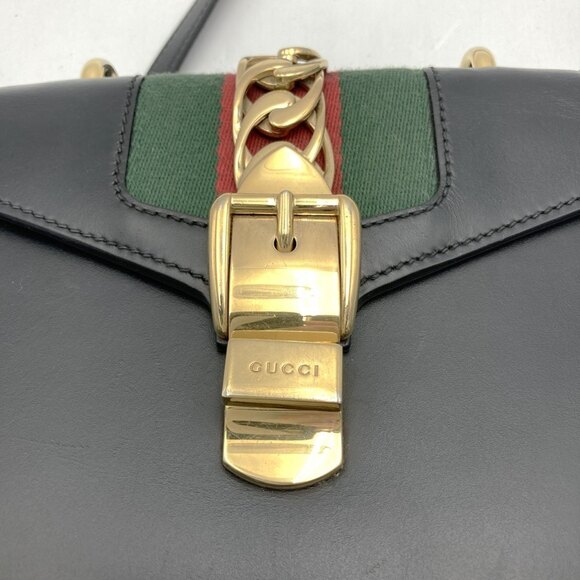 GUCCI Black Leather Sylvie Shoulder Bag - Picture 11 of 11